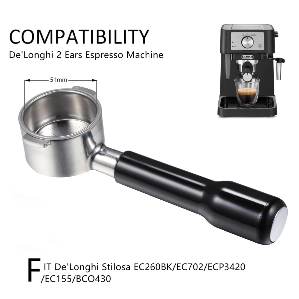 51mm Bottomless Portafilter 2  - Delonghi Espresso Ecp3420 recension och pris