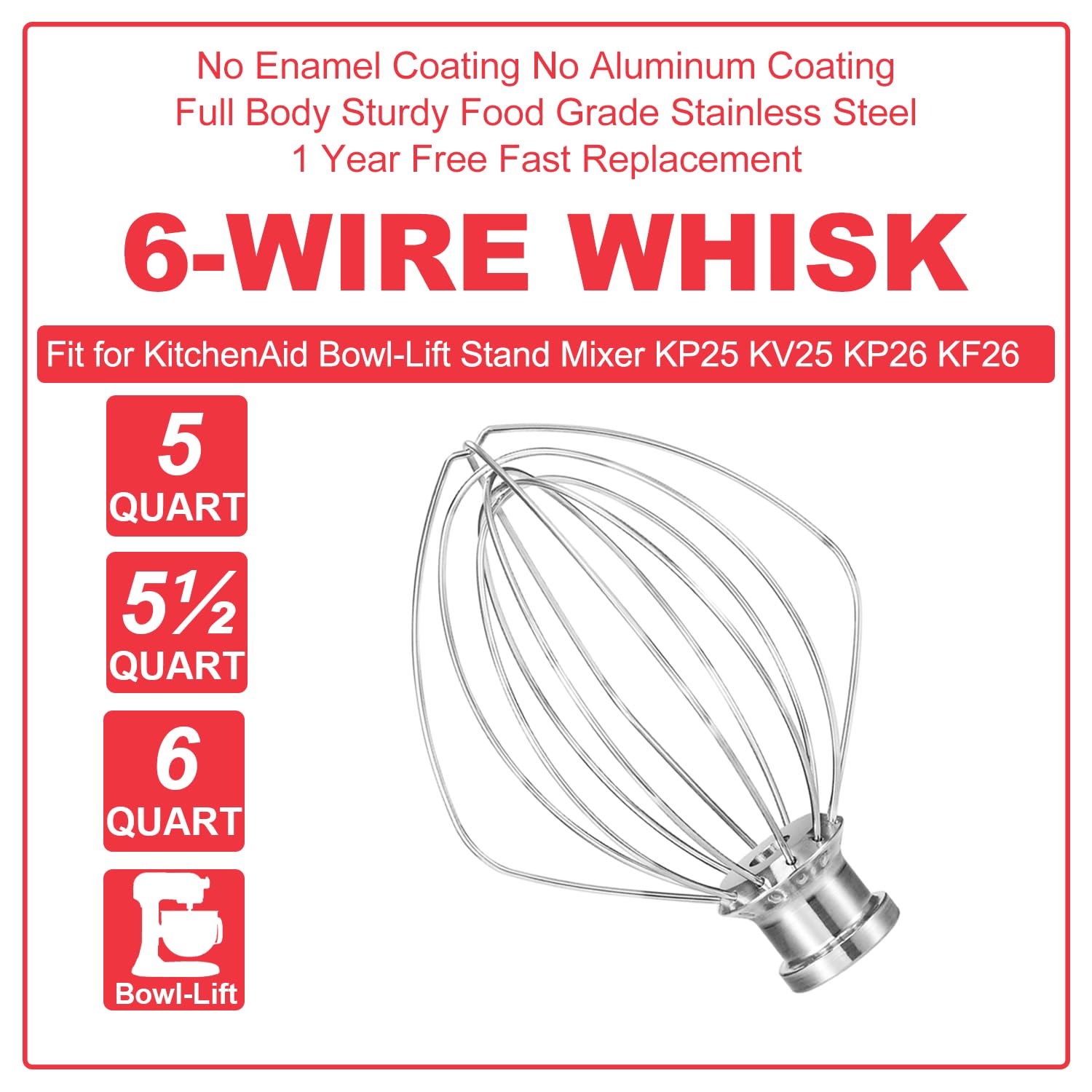 Wire Whip for Kitchenaid 6 Qt  - Kitchenaid Mixer Pro 600 recension och pris